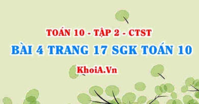 Bài 4 trang 17 SGK Toán 10 tập 2 Chân trời sáng tạo